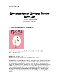 Wordless/Almost Wordless Picture Book List Theme: Movement (Grade Level Span: K-5)