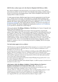 2030 Net Zero Carbon Target Set by the Church of England (12Th February 2020)