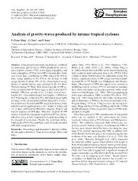 Analysis of Gravity-Waves Produced by Intense Tropical Cyclones