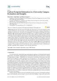 Carbon Footprint Estimation in a University Campus: Evaluation and Insights