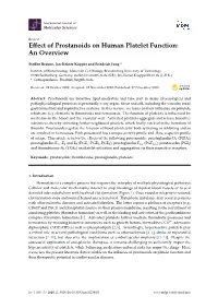 Effect of Prostanoids on Human Platelet Function: an Overview