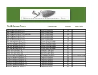 Field Grown Trees Common Name Available Notes/ Specs