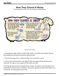 How They Cloned a Sheep