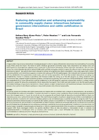 Interactions Between Governance Interventions and Cattle Certification in Brazil
