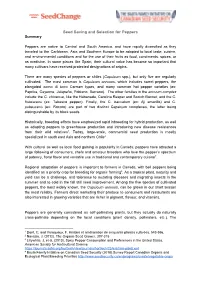 Seed Saving and Selection for Peppers Summary