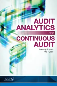 AUDIT ANALYTICS and CONTINUOUS AUDIT