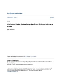 Challenges Facing Judges Regarding Expert Evidence in Criminal Cases