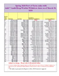 Spring 2020 Pots Calculation Updated