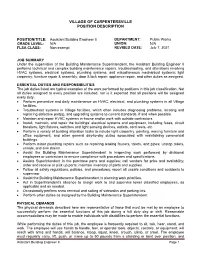 Assistant Building Engineer II Job Description