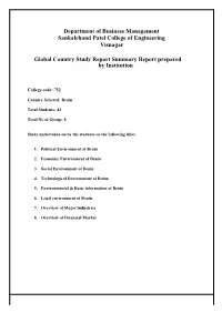 Department of Business Management Sankalchand Patel College of Engineering Visnagar Global Country Study Report Summary Report P