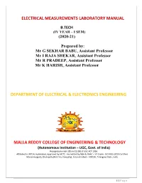 Electrical Measurements Lab Manual