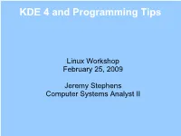 KDE 4 and Programming Tips