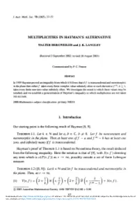 Multiplicities in Hayman's Alternative