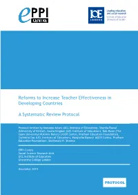 Reforms to Increase Teacher Effectiveness in Developing Countries