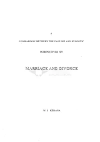 A Comparison Between the Pauline and Synoptic Perspectives On