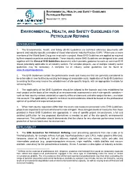 Environmental, Health, and Safety Guidelines for Petroleum Refining