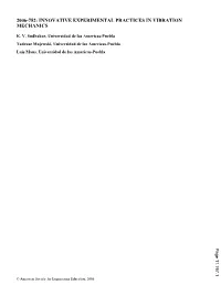 Innovative Experimental Practices in Vibration Mechanics
