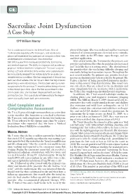 Sacroiliac Joint Dysfunction a Case Study