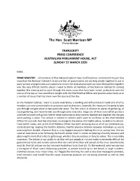 The Hon. Scott Morrison MP TRANSCRIPT PRESS