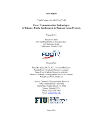 Use of Communication Technologies to Enhance Public Involvement in Transportation Projects