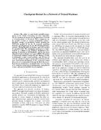 Checkpoint-Restart for a Network of Virtual Machines