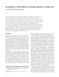 Development of a Field Method for Measuring Manganese in Welding
