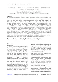 Proximate Analysis of Dog Meat in Relation to Nutrition and Public Health Significance Daniel Et Al