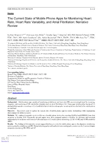 The Current State of Mobile Phone Apps for Monitoring Heart Rate, Heart Rate Variability, and Atrial Fibrillation: Narrative Review