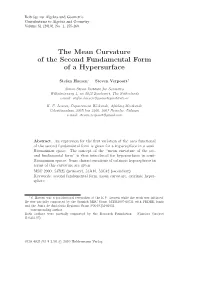 The Mean Curvature of the Second Fundamental Form of a Hypersurface