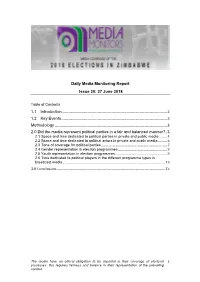 1 Daily Media Monitoring Report Issue 20: 27 June 2018