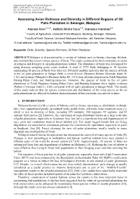 Assessing Avian Richness and Diversity in Different Regions of Oil