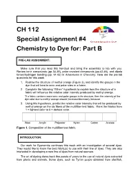 CH 112 Special Assignment #4 Chemistry to Dye For: Part B