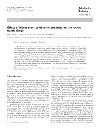 Effect of Bipropellant Combustion Products on the Rocket Nozzle Design