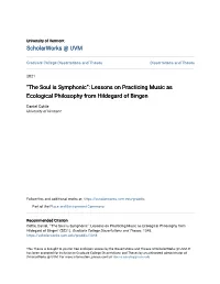 Lessons on Practicing Music As Ecological Philosophy from Hildegard of Bingen