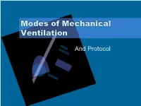 Modes of Mechanical Ventilation