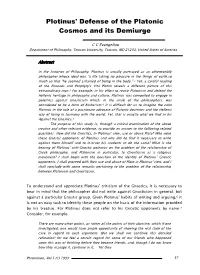 Plotinus' Defense of the Platonic Cosmos and Its Demiurge