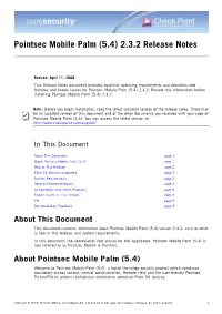 Pointsec Mobile Palm (5.4) 2.3.2 Release Notes