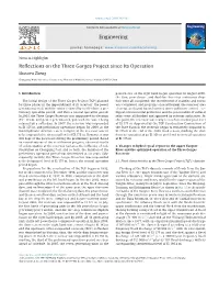 Reflections on the Three Gorges Project Since Its Operation Shouren Zheng