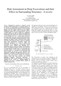 Risk Assessment in Deep Excavations and Their Effect on Surrounding Structures : a Review