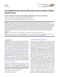 The Langmuir Probe Onboard CSES: Data Inversion Analysis Method and First Results