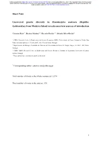 Uncovered Genetic Diversity in Hemidactylus Mabouia (Reptilia: Gekkonidae) from Madeira Island Reveals Uncertain Sources of Introduction