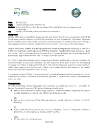 April 20, 2020 COVID-19 Testing Technical Bulletin