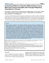 Sylvia Atricapilla) with Divergent Migratory Orientations in Europe