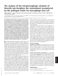 The Analysis of the Intramacrophagic Virulome of Brucella Suis Deciphers the Environment Encountered by the Pathogen Inside the Macrophage Host Cell
