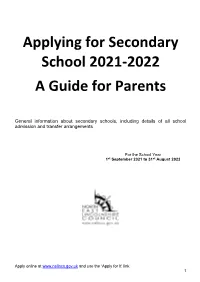 Applying for Secondary School 2021-2022