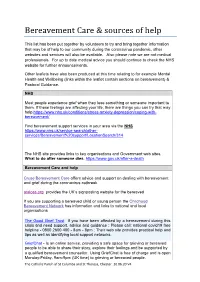 Bereavement Care & Sources of Help