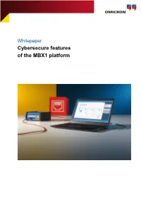 Cybersecure Features of the MBX1 Platform