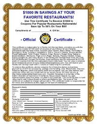 Official Certificate