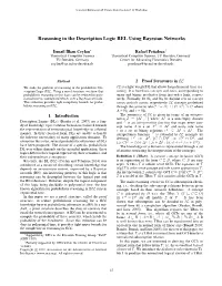 Reasoning in the Description Logic BEL Using Bayesian Networks