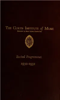 Recital Programs 1930-1931